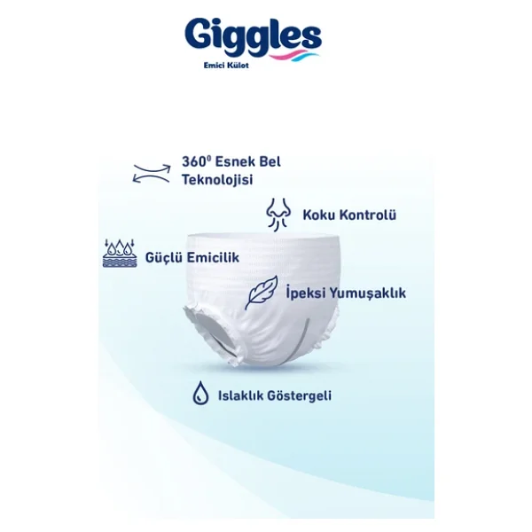 Giggles Yetişkin Emici Külot Bez Ekstra Büyük Boy (XL) 4paket 120 Adet - Görsel 5