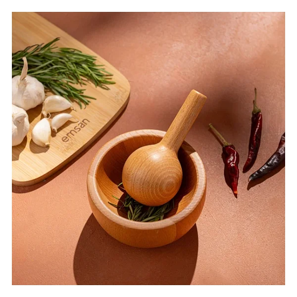 Emsan Rustik Yuvarlak Bambu Havan - Görsel 6