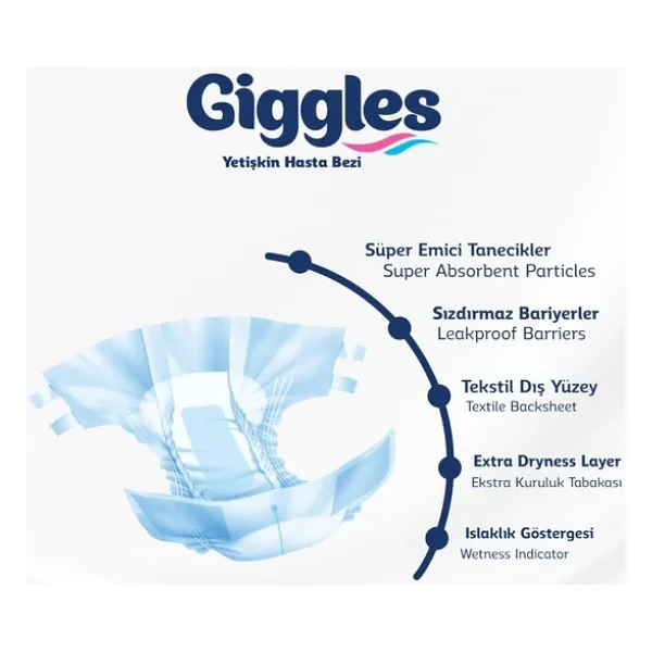 Giggles Belbantlı Orta Boy M 30'lu Hasta Bezi - Görsel 5