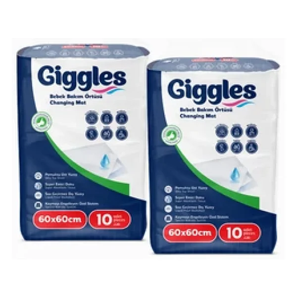 Giggles Bebek Bakım Örtüsü 60x60 Alt Açma Bezi 2 paket (20 adet) - Görsel 2