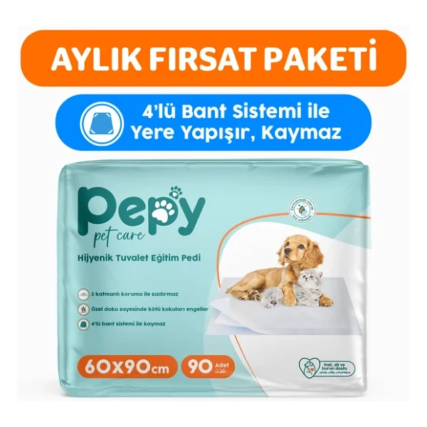 Pepy Pet Care Pepy 60x90 Hijyenik Tuvalet Eğitim Pedi 30'lu 3 Paket 90 Adet - Görsel 3