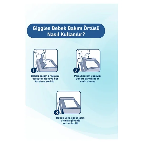 Giggles Bebek Bakım Örtüsü 60x60 Alt Açma Bezi 2 paket (20 adet) - Görsel 6