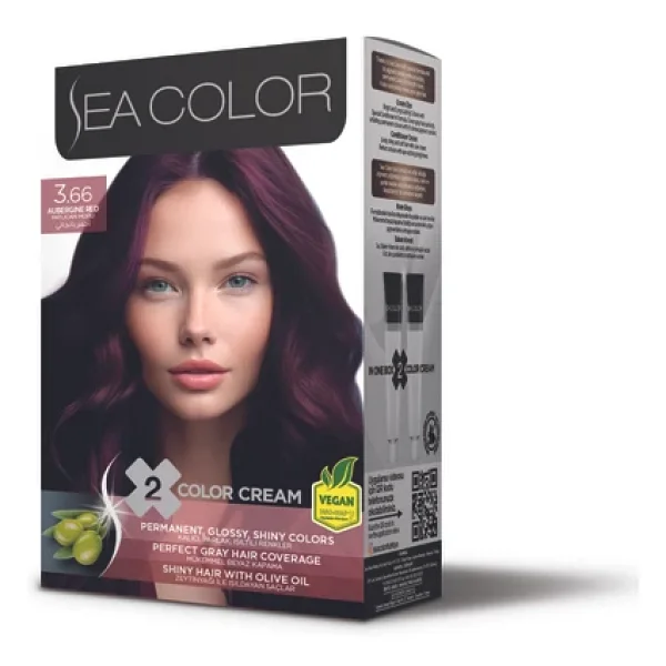 Sea Color 3.66 Patlıcan Moru Saç Boyası - Görsel 3