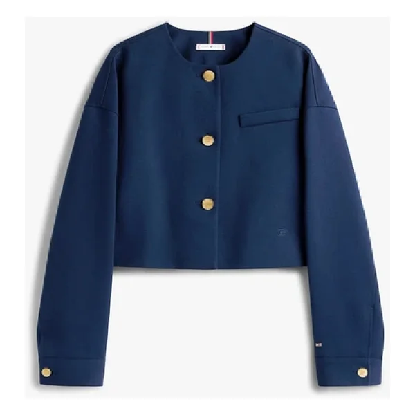 Tommy Hilfiger Kadın Punto Kumaş Kısa Mavi Blazer Ceket Ww0ww46519c1g Mavi - Görsel 5