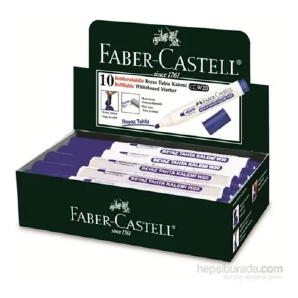 Faber Castell Faber-Castell Beyaz Tahta Kalemi W20 Mavi, 10'lu - Görsel 3