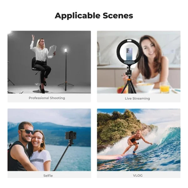 K&F Concept 175cm Bluetooth Selfie Çubuğu & Tripod (1/4'' Evrensel Bağlantı Tipi) - Görsel 9