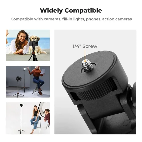 K&F Concept 175cm Bluetooth Selfie Çubuğu & Tripod (1/4'' Evrensel Bağlantı Tipi) - Görsel 6