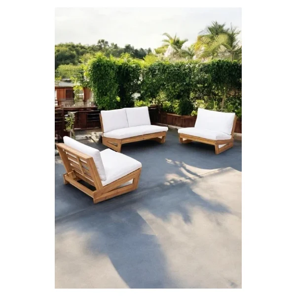 Zerka Concept Conforlove Bahçe Balkon Masif Kestane Ahşap Koltuk Takımı 2+1+1 - Görsel 3
