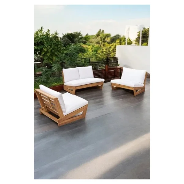 Zerka Concept Conforlove Bahçe Balkon Masif Kestane Ahşap Koltuk Takımı 2+1+1 - Görsel 4