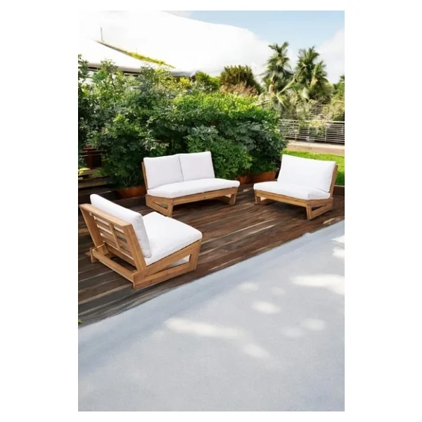 Zerka Concept Conforlove Bahçe Balkon Masif Kestane Ahşap Koltuk Takımı 2+1+1 - Görsel 5