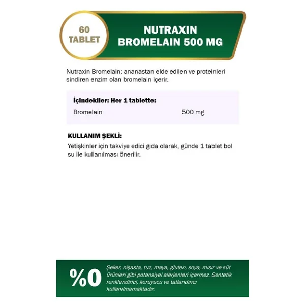 Nutraxin Bromelain 60 Tablet - Görsel 2