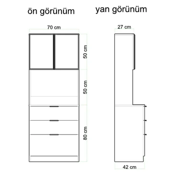 Evdemo Sierra 3 Kapaklı Ledli Kahve Köşesi Dolabı - Görsel 9