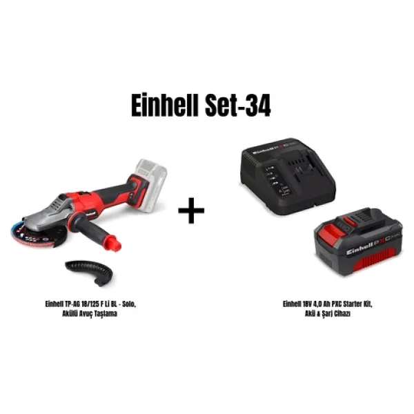 Einhell Tp-Ag 18/125 F Li Bl Tek Akülü 4 Ah Taşlama Makinesi - Görsel 3