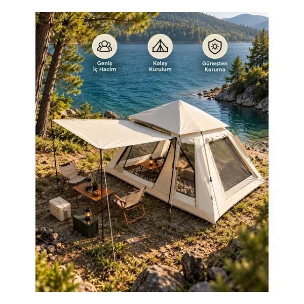 Auhma Outdoor AC6637 240x240x160 cm 6 Kişilik Otomatik Çadır - Görsel 6