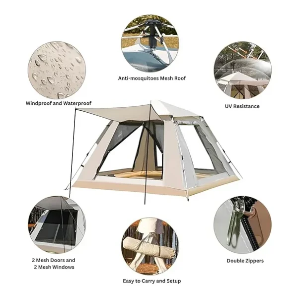 Auhma Outdoor AC6637 240x240x160 cm 6 Kişilik Otomatik Çadır - Görsel 8