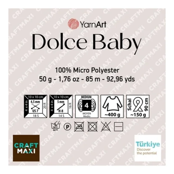 Yarnart Dolce Baby - Kadife, Bebek El Örgü Ipi Beyaz-741 - Görsel 2