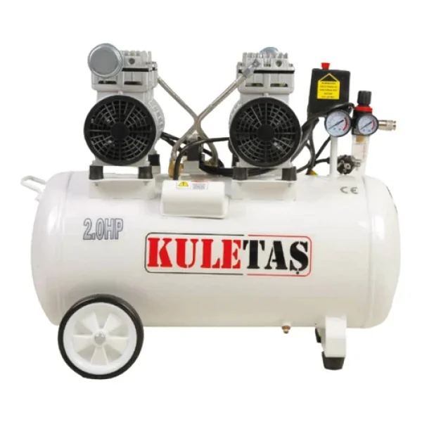 Kuletaş 50 Litre Kompresör 2hp 8 Bar Ultra Sessiz Yağsız Çift Motorlu Bakır Sargılı Süper Hızlı - Görsel 2