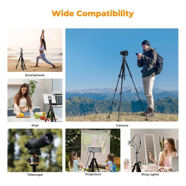 K&F Concept S255a3+Bh-36 190 Cm Alüminyum Tripod - Görsel 9