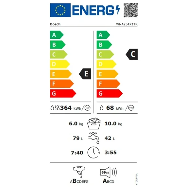 Bosch Wna254x1tr 1400 Devir 10 Kg / 6 Kg Kurutmalı Çamaşır Makinesi - Görsel 5