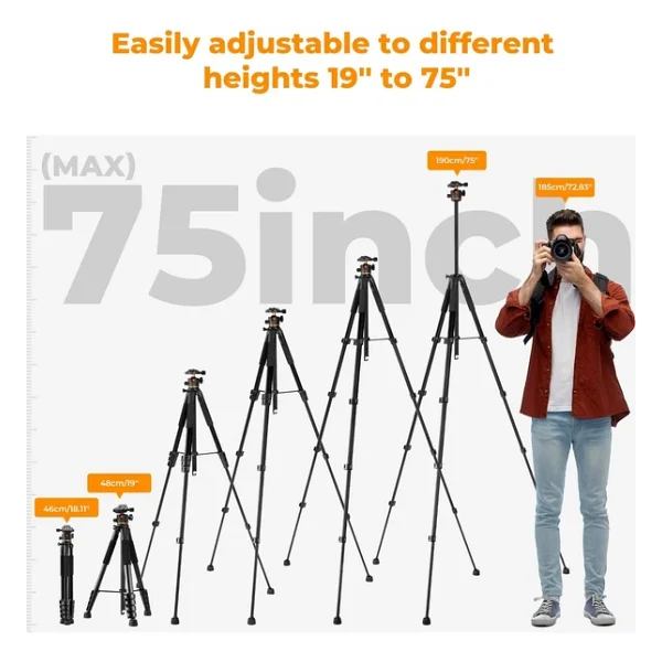 K&F Concept S255a3+Bh-36 190 Cm Alüminyum Tripod - Görsel 4