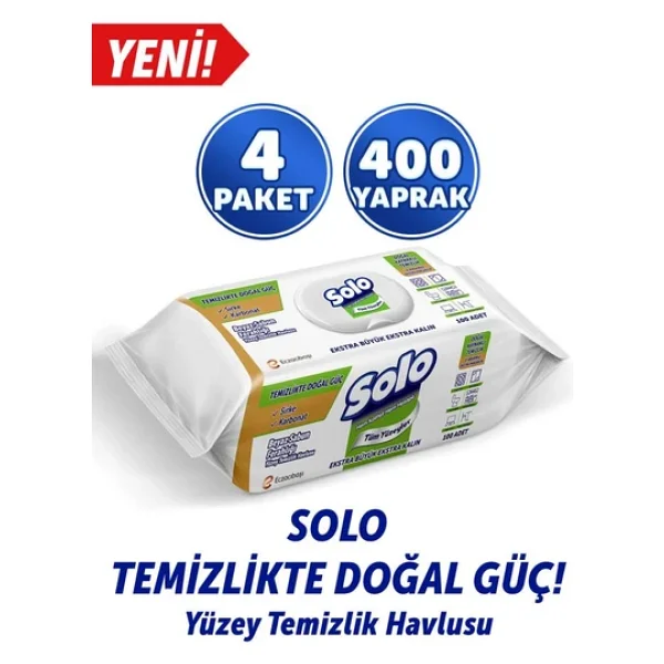 Solo Beyaz Sabun Ferahlığı Yüzey Temizlik Havlusu 100 Yaprak 4'lü - Görsel 3