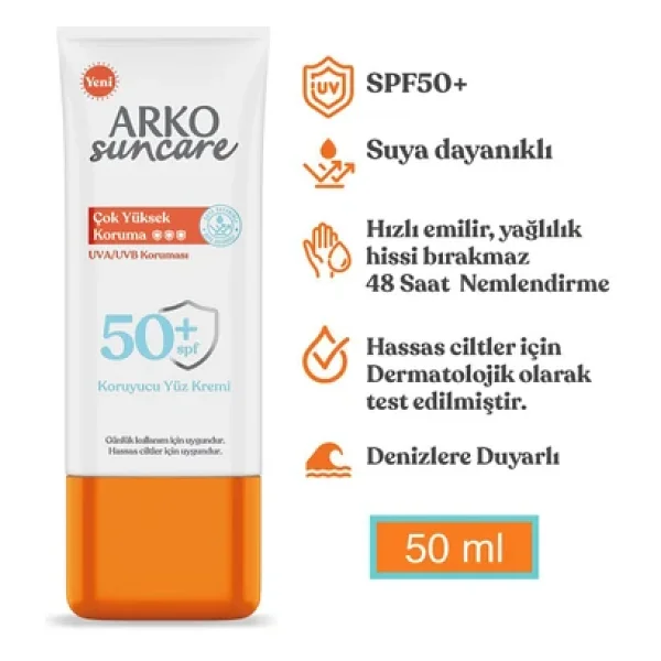 Arko Suncare Çok Yüksek Korumalı 50 Ml 50 Faktör Yüz Güneş Kremi - Görsel 4