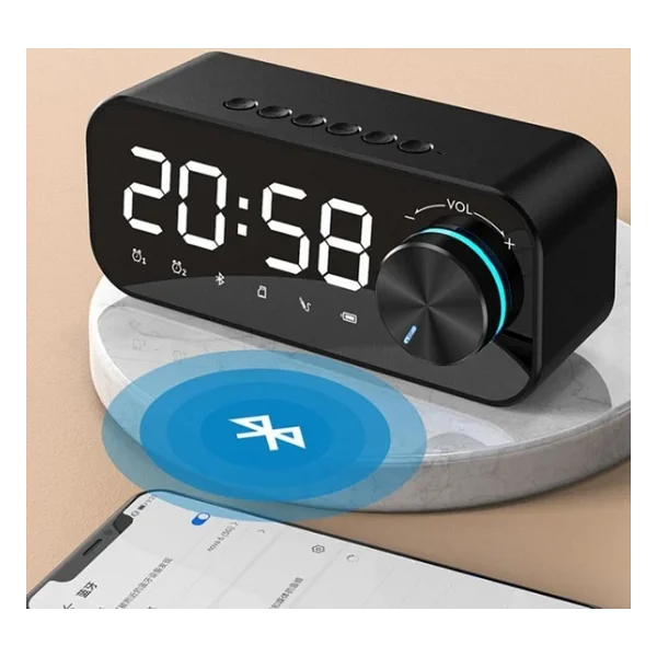 Valkyrie Bluetooth Şarjlı Alarmlı USB/Sd Aynalı Masa Saati - Görsel 10