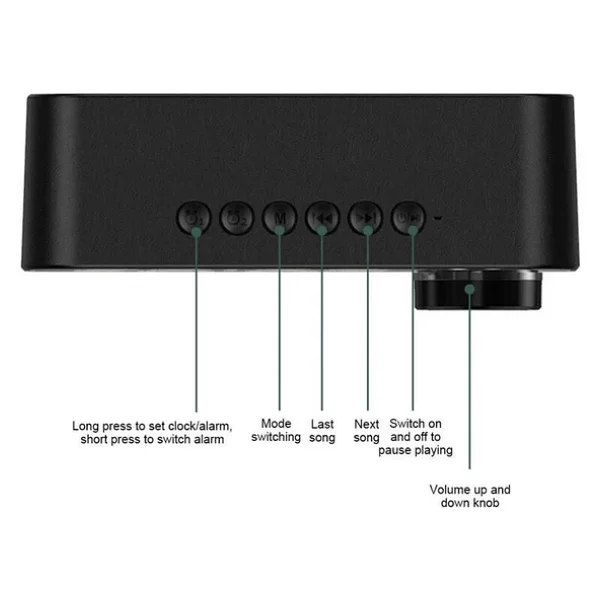 Valkyrie Bluetooth Şarjlı Alarmlı USB/Sd Aynalı Masa Saati - Görsel 6