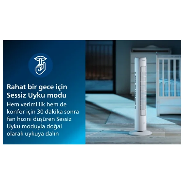 Philips Beyaz Ve Siyah Renk 5000 Serisi Kule Tipi Fanlı Vantilatör + Kiwi Klipsli Masaüstü Vantilatör Hediye - Siyah - Beyaz - Görsel 7