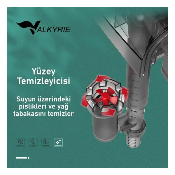Valkyrie Askılı Akvaryum Şelale Filtre 10w 800 L/H 6'lı Filtre Yüzey Temizleyici - Görsel 6