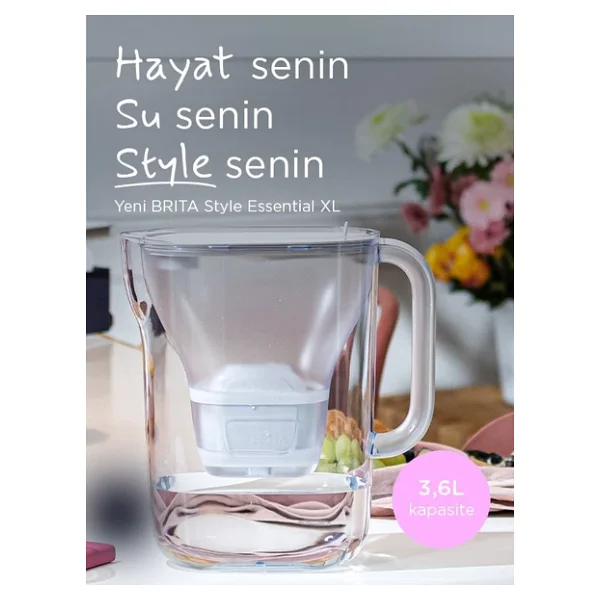 Brita Style Essential XL Beyaz 3.6 Lt Pure Performance 3 Filtreli Su Arıtma Sürahisi - Görsel 3