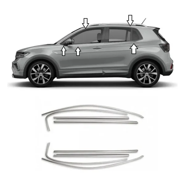 Autogp Vw T-Cross Cam Çerçevesi Kenar Çıtası Krom Tamtur 10 Parça - Görsel 2