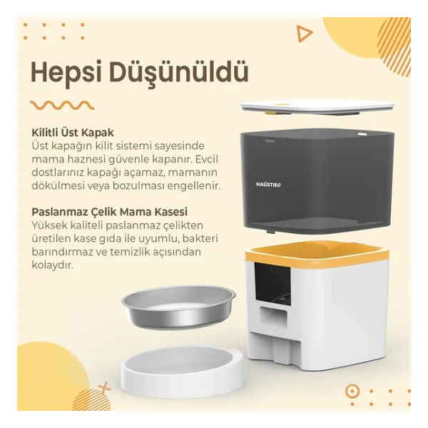 Haustier Qq003 6 Lt Beyaz Otomatik Mama Kabı - Görsel 8