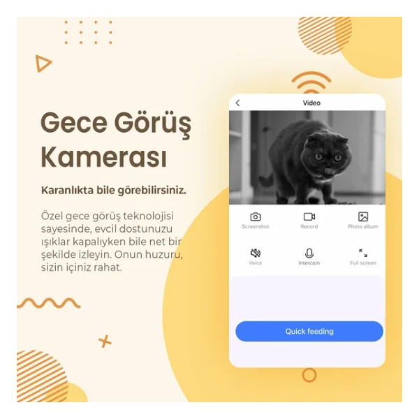 Haustier Qq005-Dual 6 Lt Siyah Kameralı Akıllı Otomatik Mama Kabı - Görsel 3
