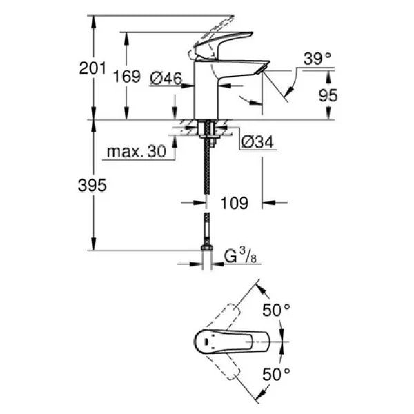 Grohe Eurosmart S 32467003 Tek Kumandalı Lavabo Bataryası - Görsel 6