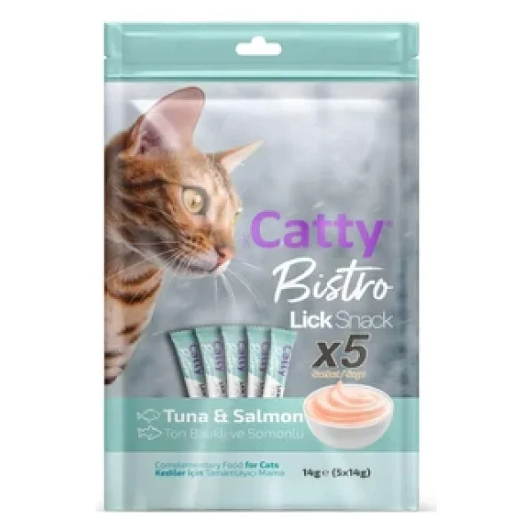 Catty Bistro Ton Balıklı Ve Somonlu 5x14 Gr Krema Kedi Ödül Maması - Görsel 6