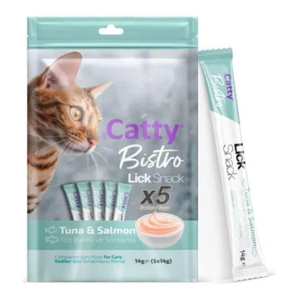 Catty Bistro Ton Balıklı Ve Somonlu 5x14 Gr Krema Kedi Ödül Maması - Görsel 7