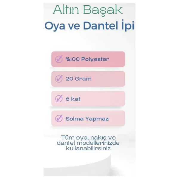3 Adet Altınbaşak Oya Ve Dantel İpi 20 Gr - Royaleks - No: 905 - Görsel 5