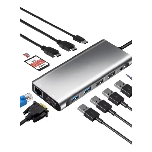 Büro Ev Ofis Cihazları İçin Usbc-12hub Çift Hdmı - Görsel 4