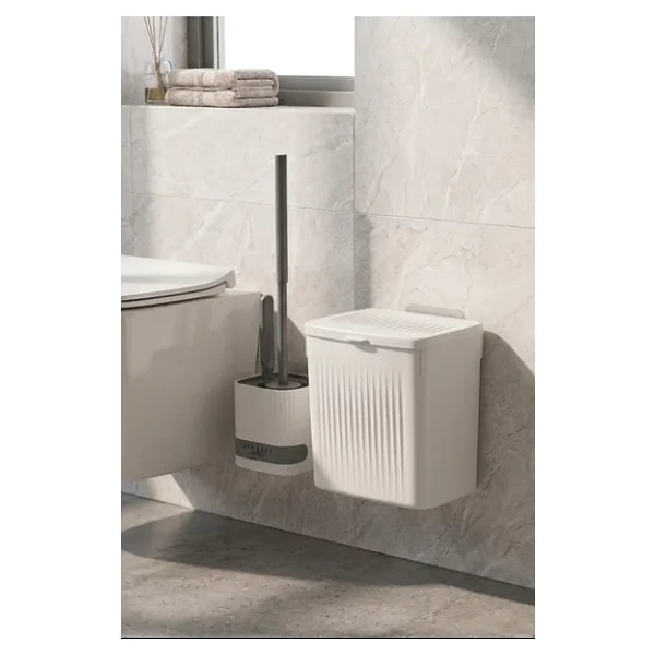 Banyo Çöp Kovası Ve Klozet Fırçası Duvara Yapıştırmalı - Görsel 6