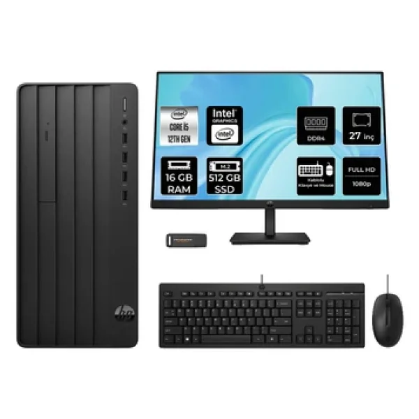 Hp 290 G9 İ5 12500 16gb 512gb SSD Fdos Masaüstü Bilgisayar + 27 Monitör - Görsel 3