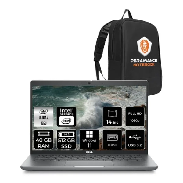 Dell Latitude 5450 Ultra 7 155u 40gb 512gb SSD 14'' FHD W11p Taşınabilir Bilgisayar & Per4 Çanta - Görsel 3