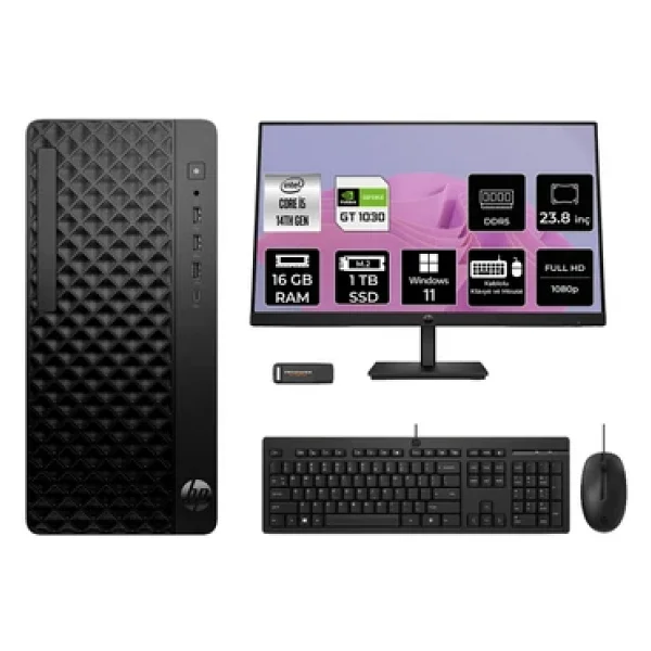 Hp Prodesk 2 Tower G1i İ5 14500 16gb 1tb SSD Gt1030/4gb W11p Masaüstü Bilgisayar + 23.8" Monitör - Görsel 3