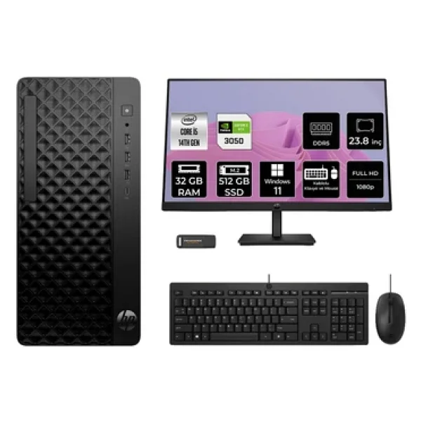 Hp Prodesk 2 Tower G1i İ5 14500 32gb 512gb SSD Rtx3050/6gb W11p Masaüstü Bilgisayar + 23.8" Monitör - Görsel 3