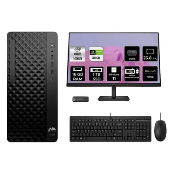 Hp Prodesk 2 Tower G1i İ5 14500 16gb 1tb SSD Rtx3050/6gb W11p Masaüstü Bilgisayar + 23.8" Monitör - Görsel 3