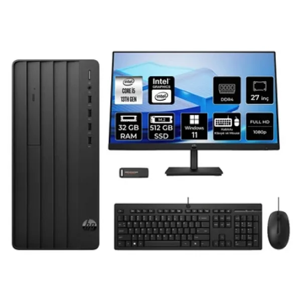 Hp Pro Tower 290 G9 İ5 13400 32gb 512gb SSD W11h Masaüstü Bilgisayar + 27 Monitör - Görsel 3