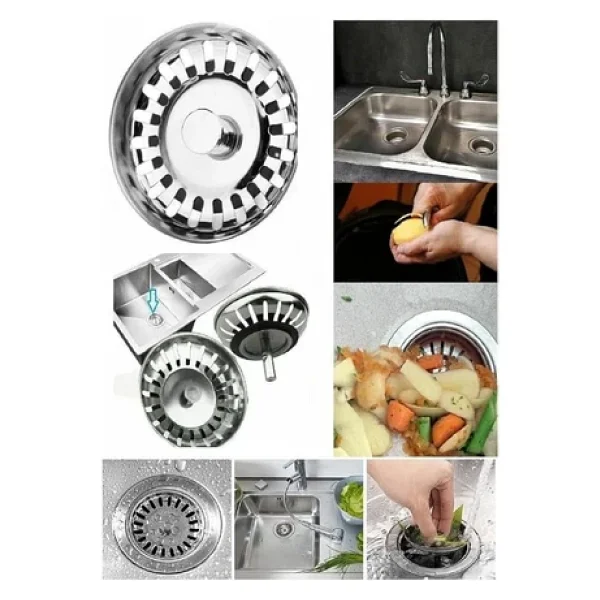 Çöpmak Paslanmaz Evye Mutfak Lavabo Sifonu Gider Metal Tıpa Süzgeci - Görsel 6
