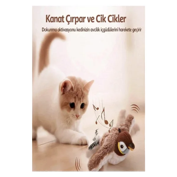Tineke Şarjlı Titreşimli Hareketli Kedi Oyuncağı Uçan Kuş Oyuncak - Görsel 7