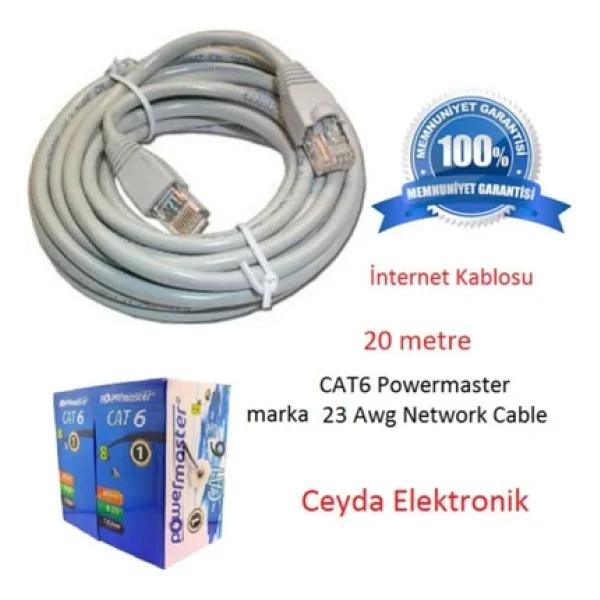 Powermaster Cat-6 Patch Kablo 20 Metre (İnternet Ağ Kablosu ) - Görsel 3