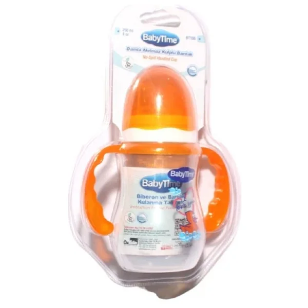 Babytime Turuncu Damla Akıtmaz Kuplu Bardak Biberon 250 ML - Görsel 3